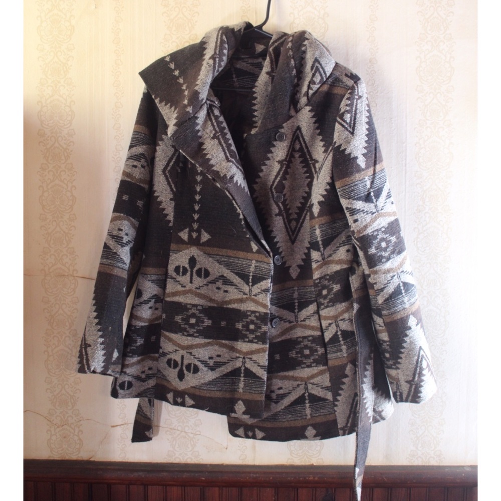 Gorgeous Aztec Tribal Winter Jacket Pea Coat